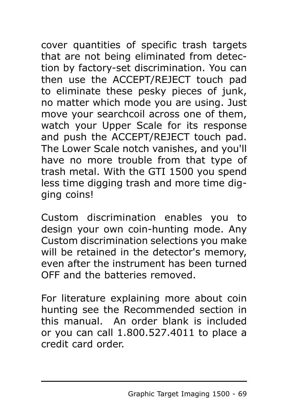 Garrett Metal Detectors Metal Detector GTI 1500 User Manual | Page 69 / 88