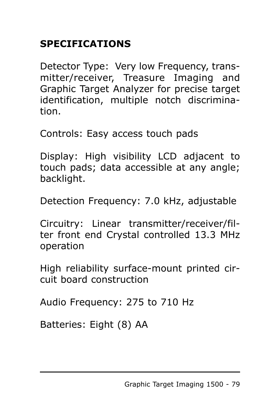 Garrett Metal Detectors Metal Detector GTI 1500 User Manual | Page 79 / 88