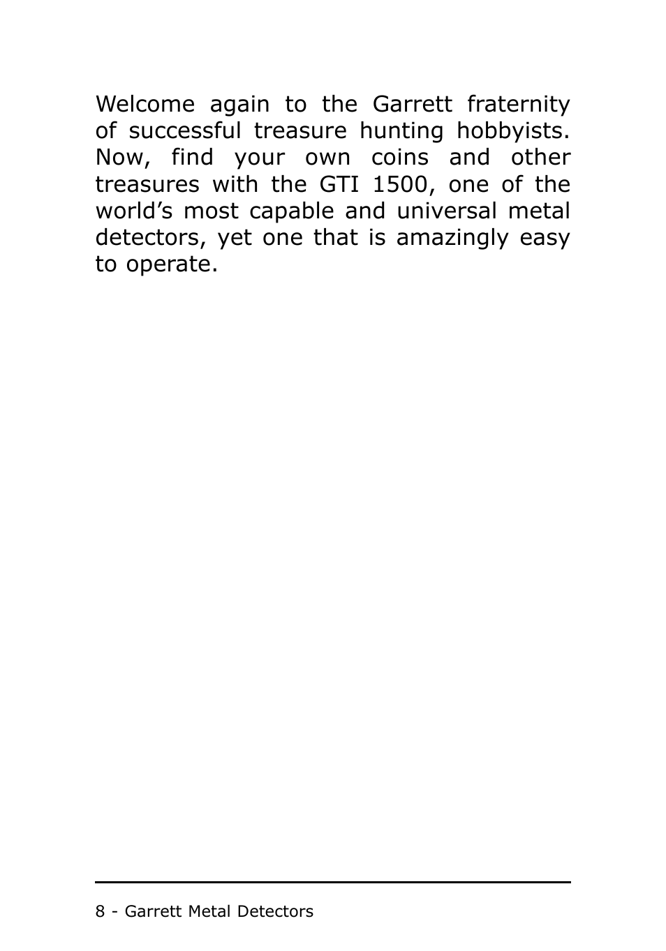 Garrett Metal Detectors Metal Detector GTI 1500 User Manual | Page 8 / 88