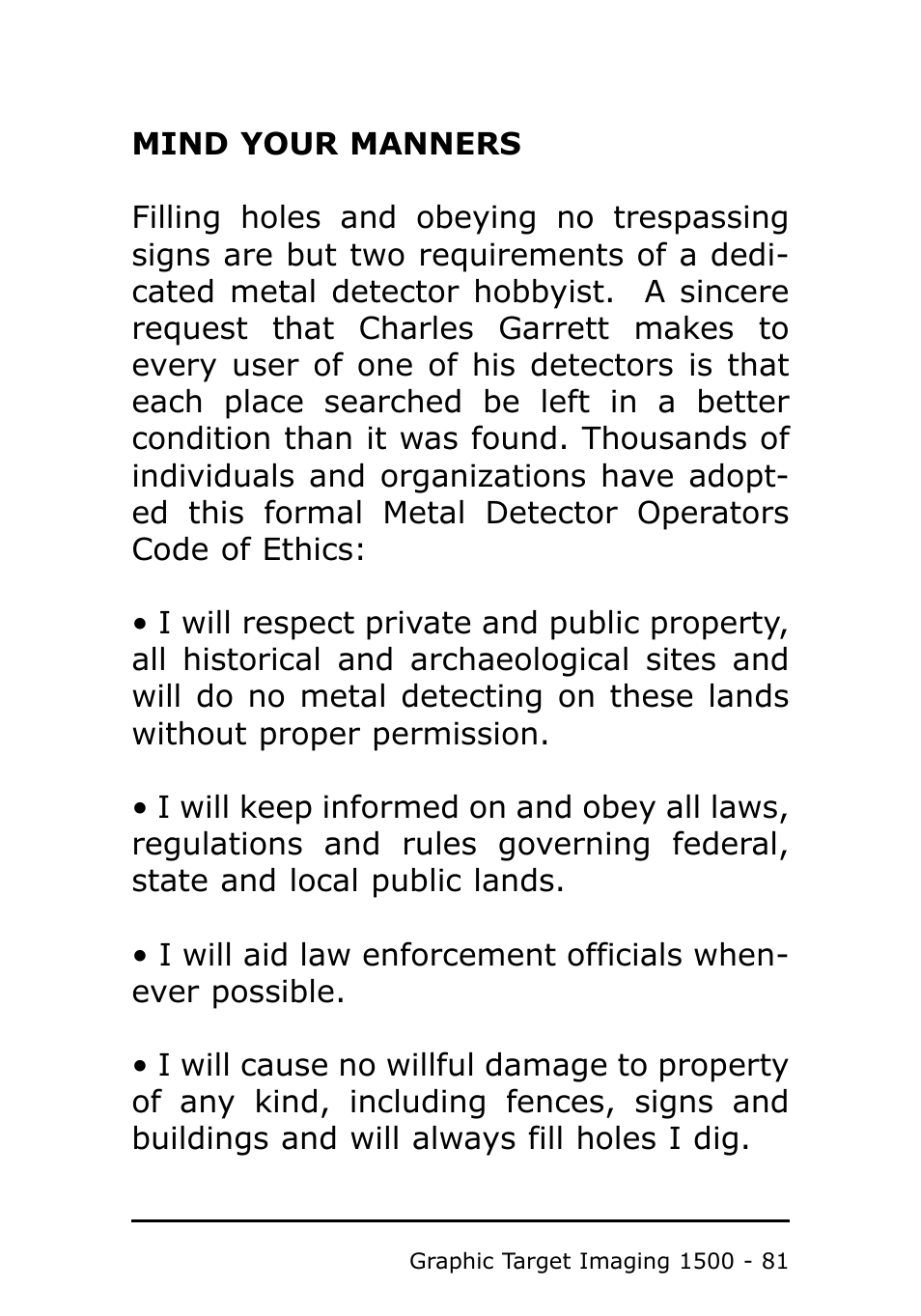Garrett Metal Detectors Metal Detector GTI 1500 User Manual | Page 81 / 88