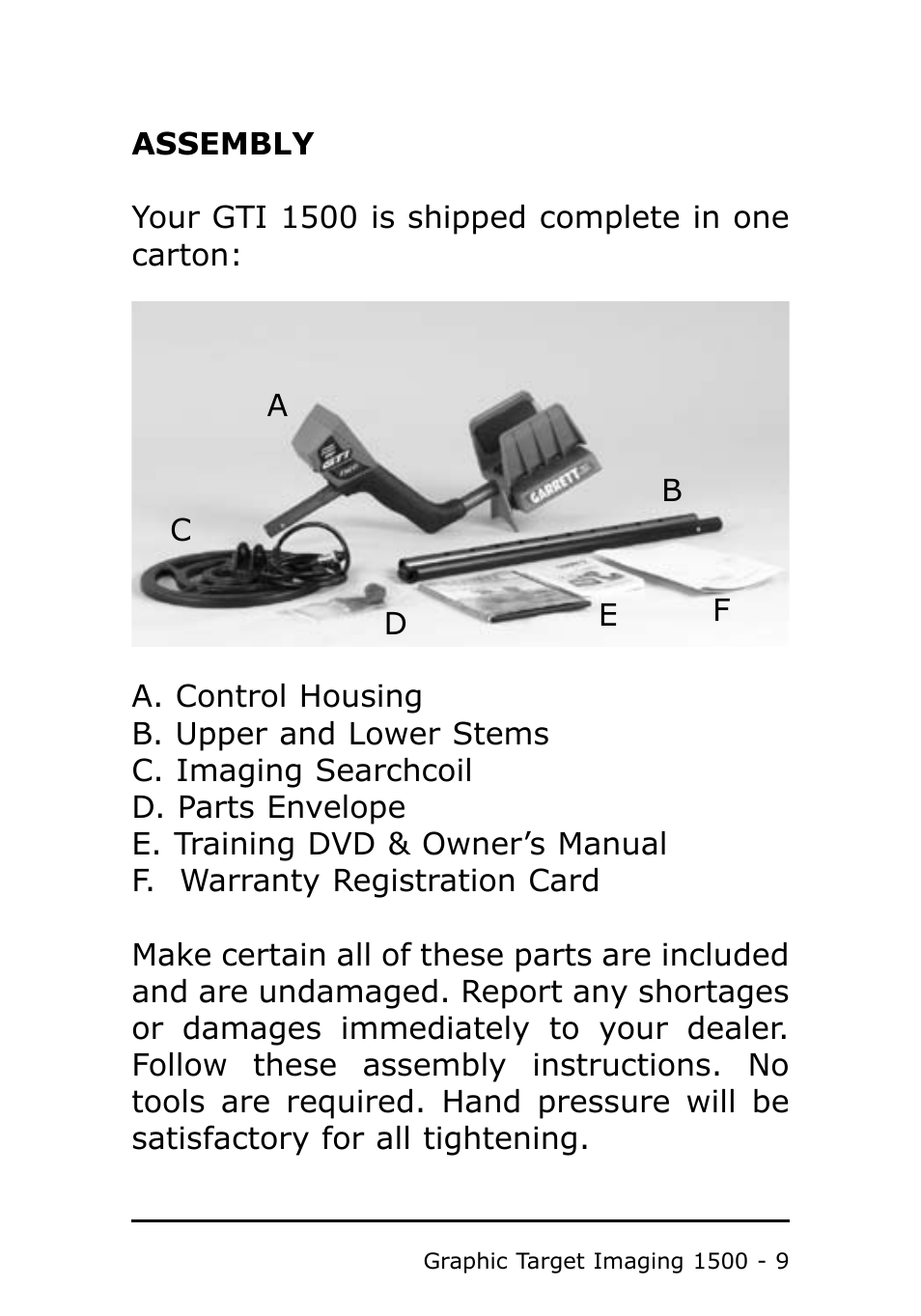 Garrett Metal Detectors Metal Detector GTI 1500 User Manual | Page 9 / 88