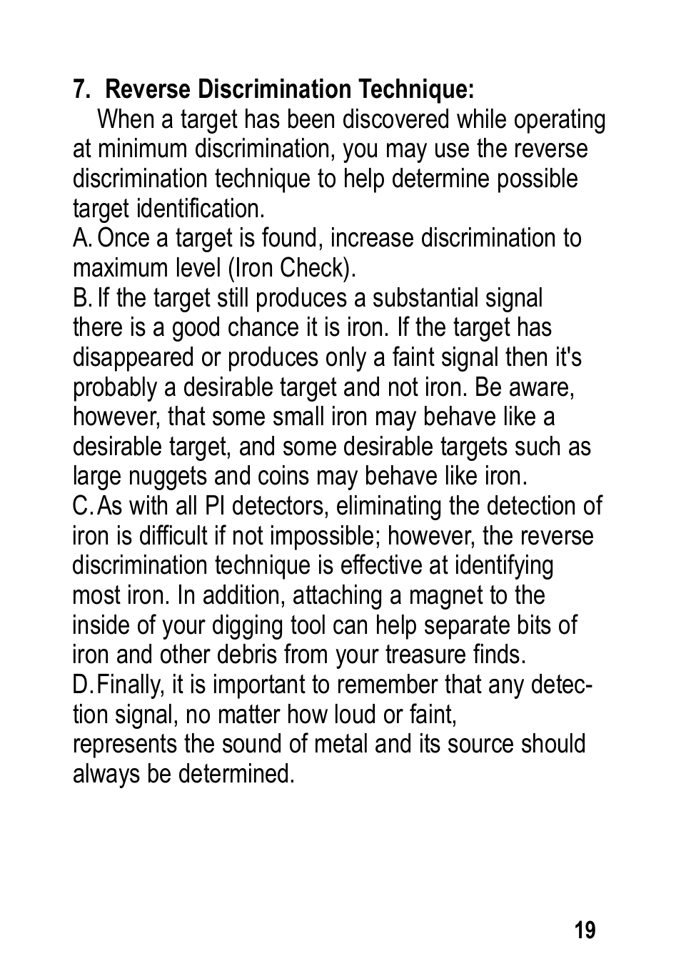 Garrett Metal Detectors Infinium LS User Manual | Page 19 / 40