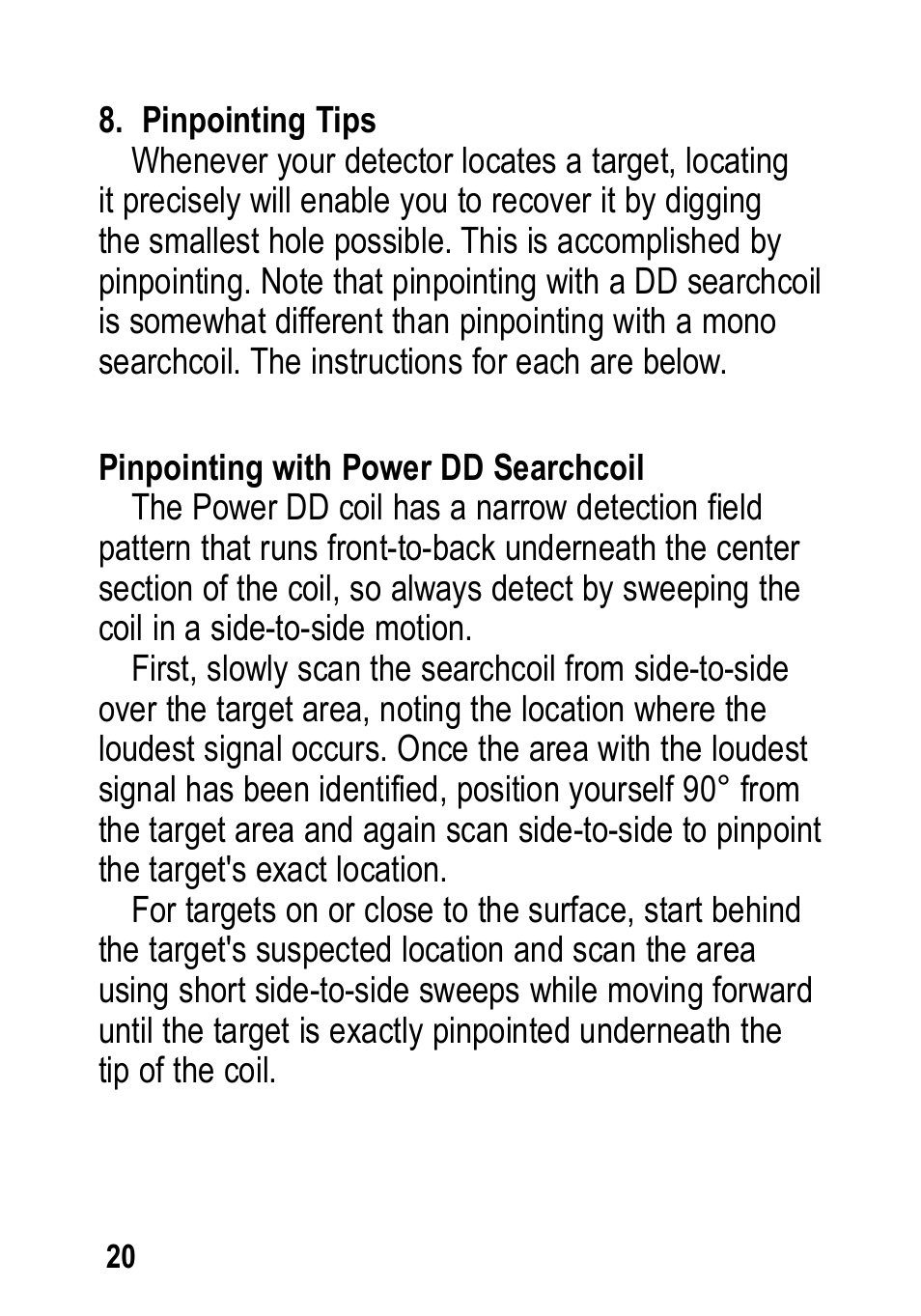 Garrett Metal Detectors Infinium LS User Manual | Page 20 / 40