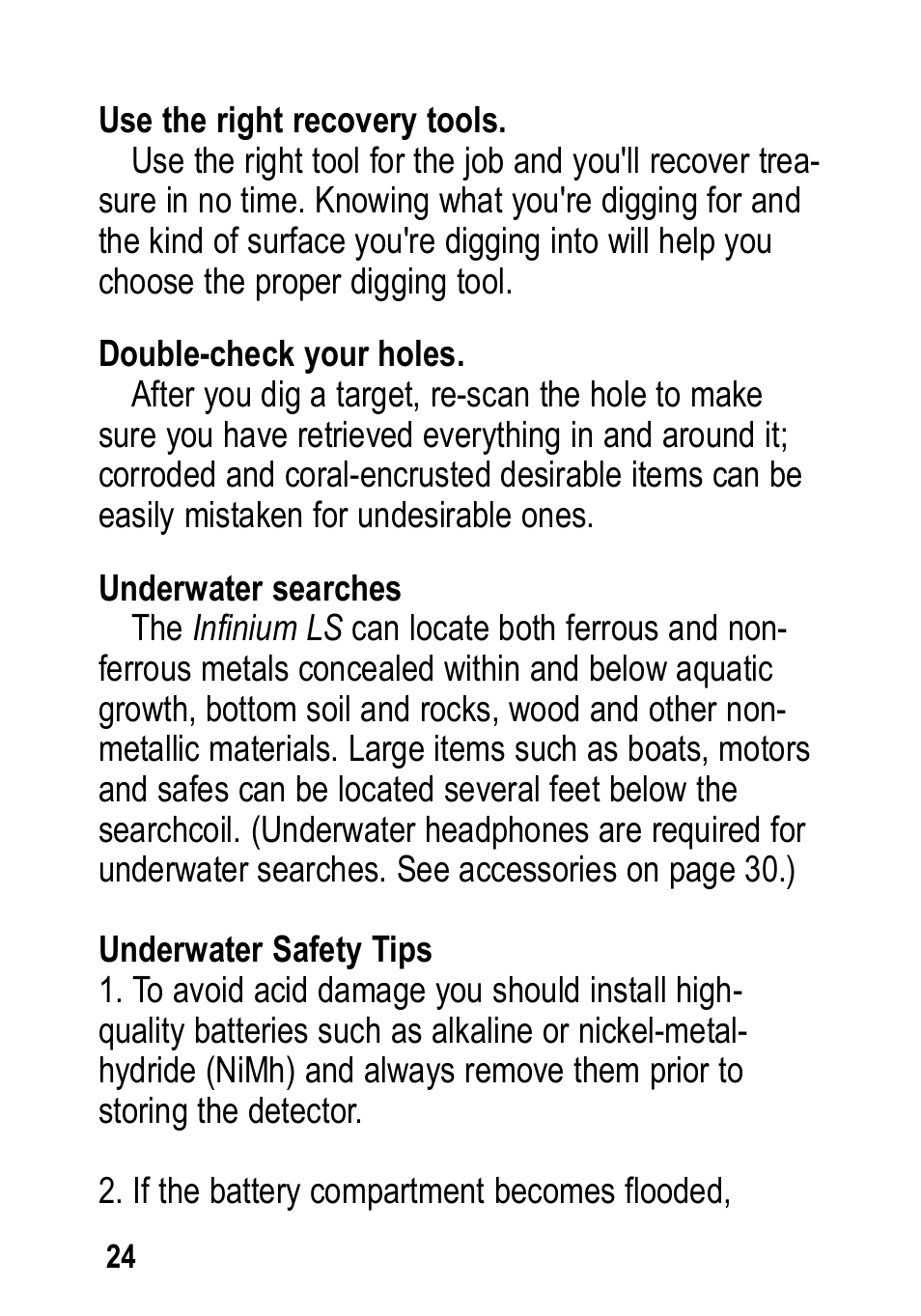 Garrett Metal Detectors Infinium LS User Manual | Page 24 / 40