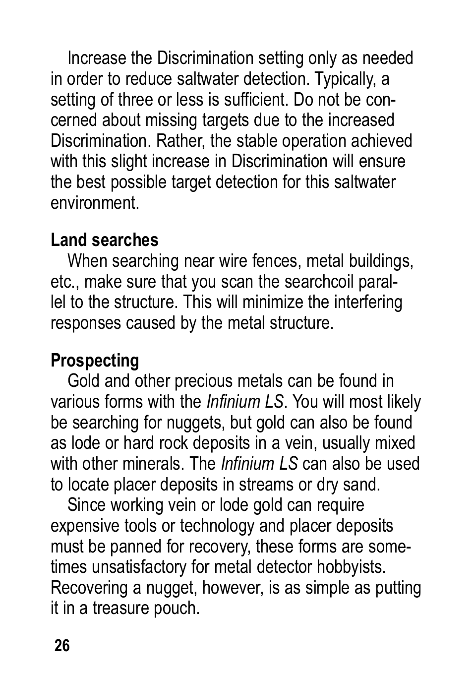 Garrett Metal Detectors Infinium LS User Manual | Page 26 / 40