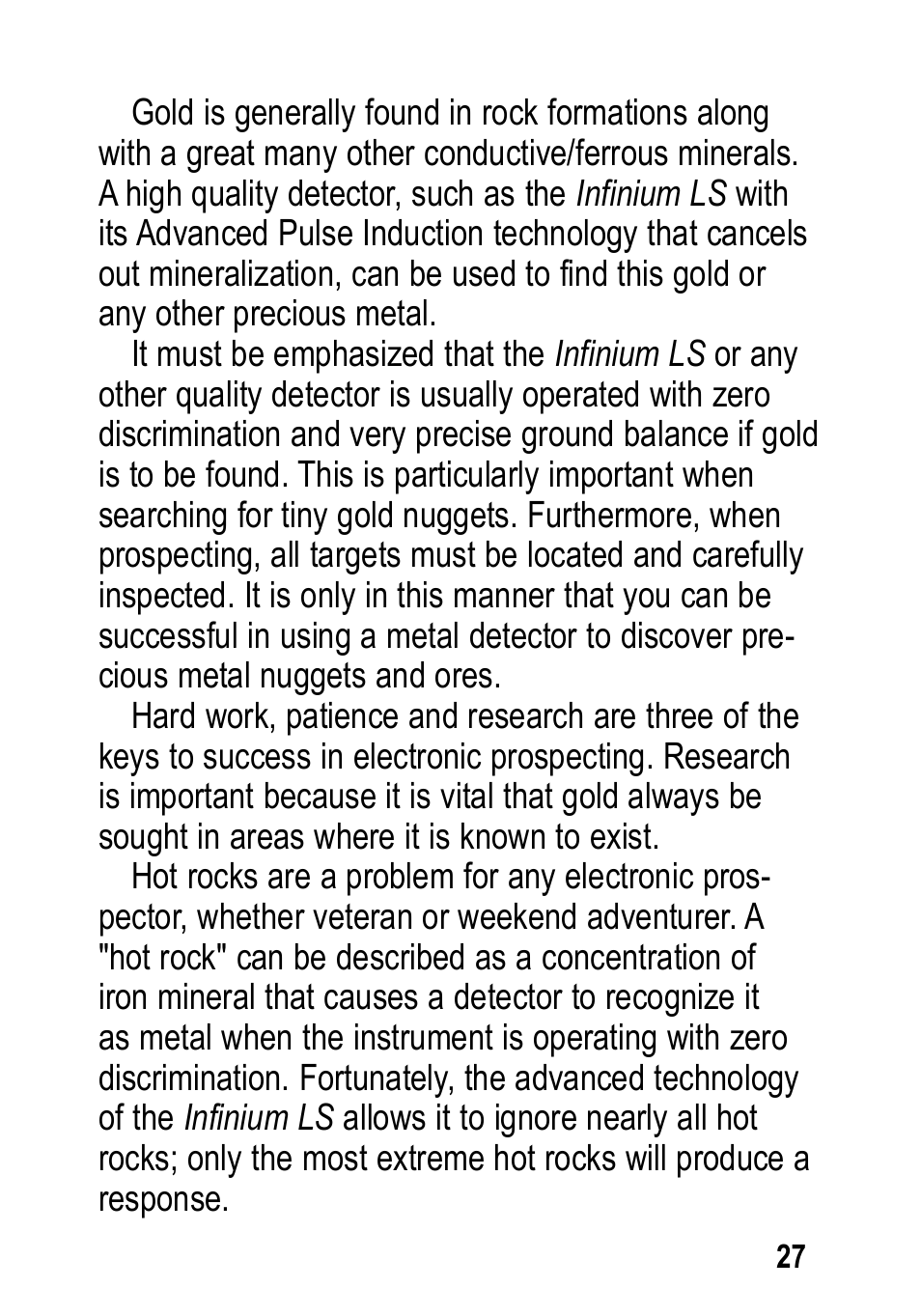Garrett Metal Detectors Infinium LS User Manual | Page 27 / 40