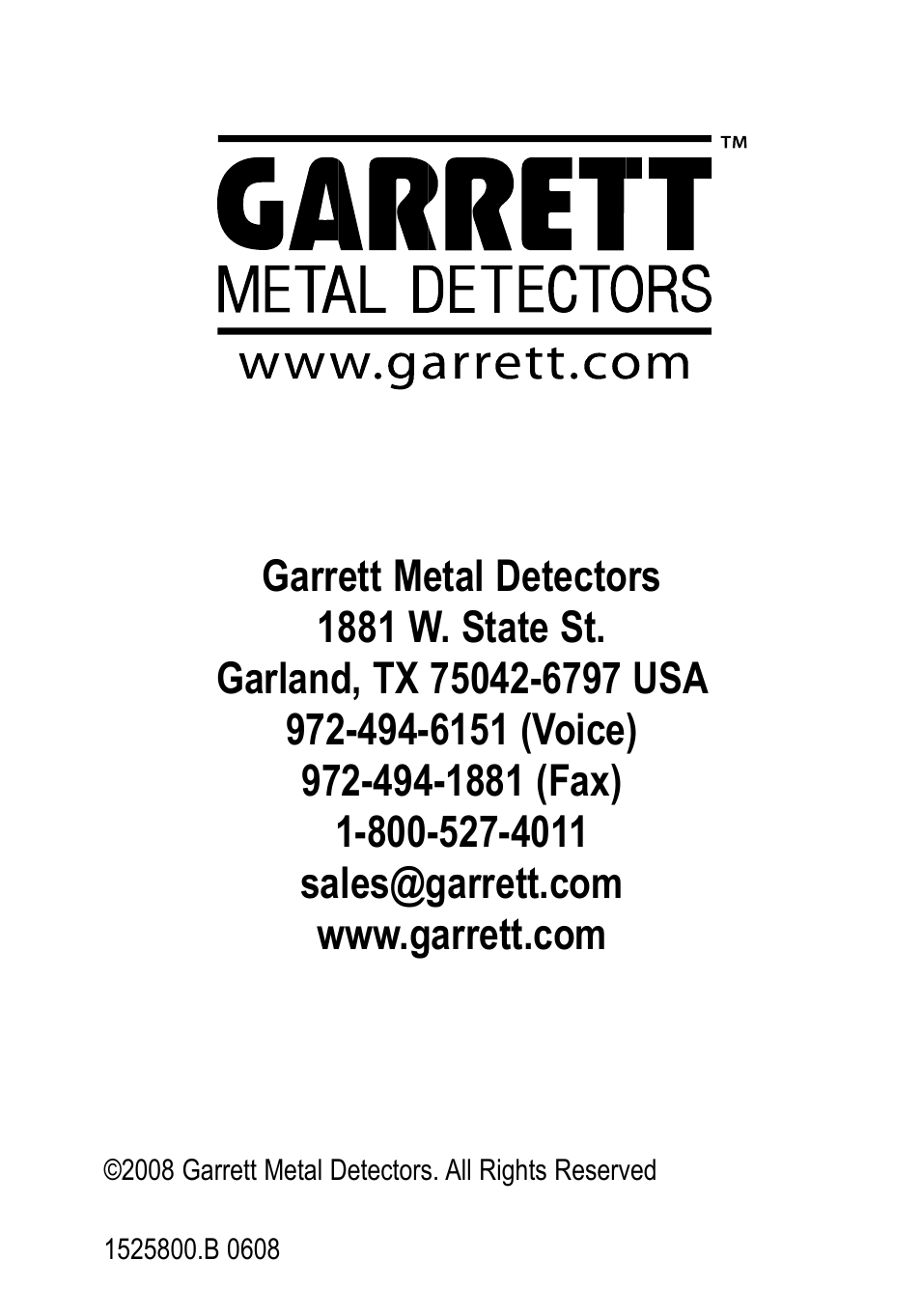 Garrett Metal Detectors Infinium LS User Manual | Page 40 / 40