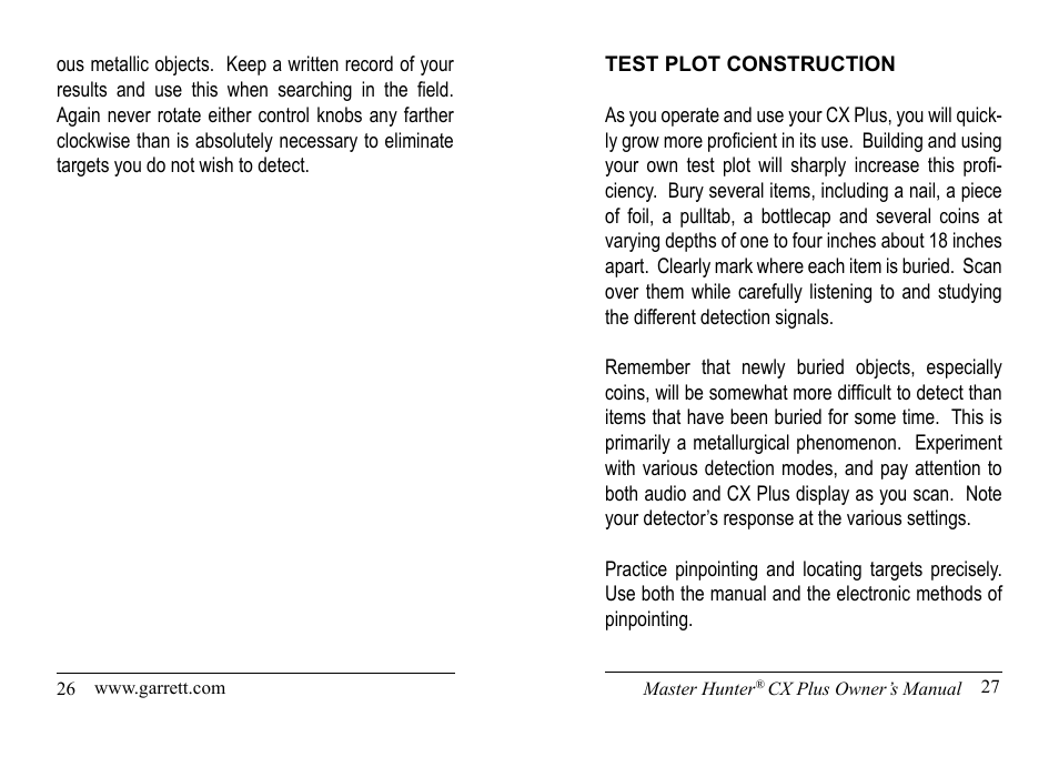 Garrett Metal Detectors Master Hunter CX Plus User Manual | Page 14 / 27