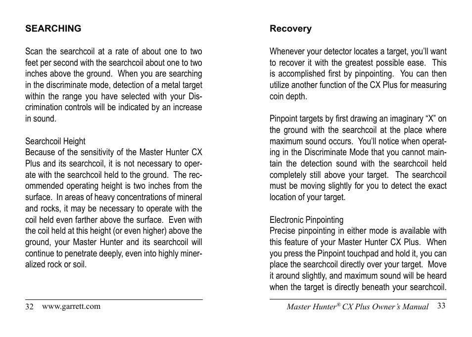 Garrett Metal Detectors Master Hunter CX Plus User Manual | Page 17 / 27