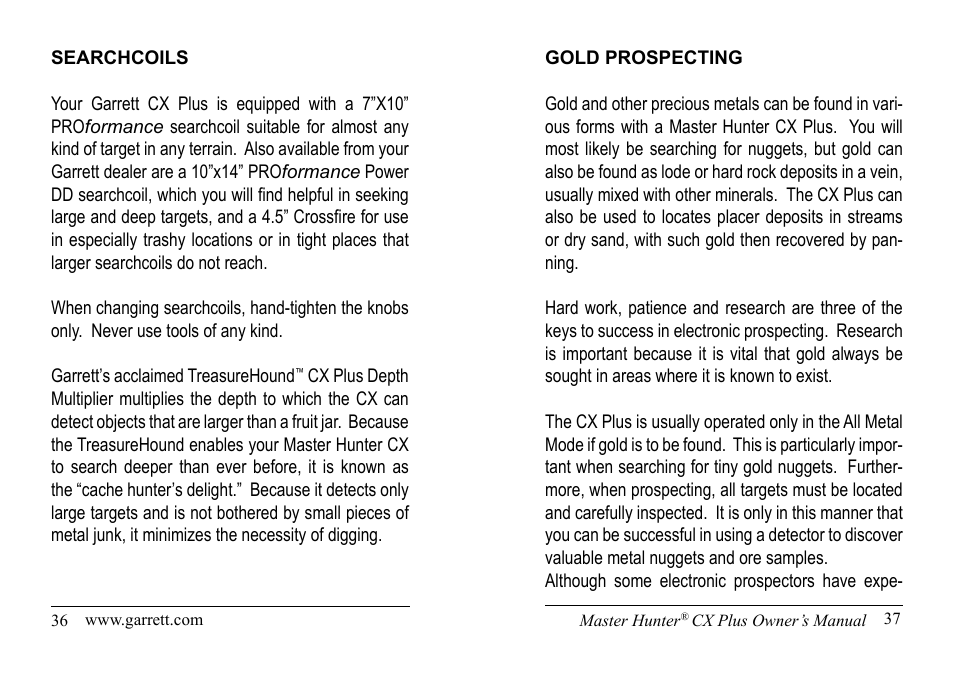 Garrett Metal Detectors Master Hunter CX Plus User Manual | Page 19 / 27