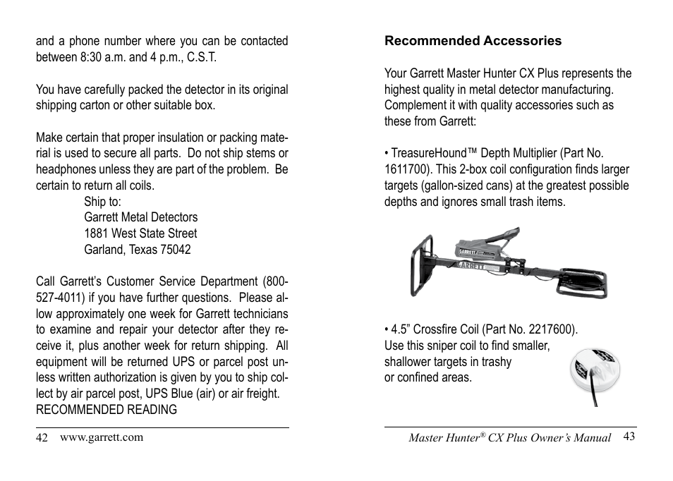 Garrett Metal Detectors Master Hunter CX Plus User Manual | Page 22 / 27