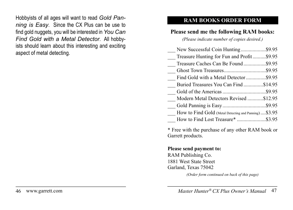 Garrett Metal Detectors Master Hunter CX Plus User Manual | Page 24 / 27