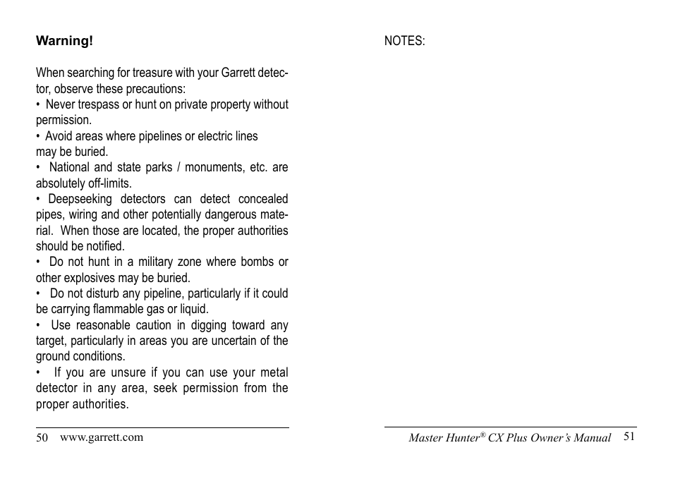 Garrett Metal Detectors Master Hunter CX Plus User Manual | Page 26 / 27