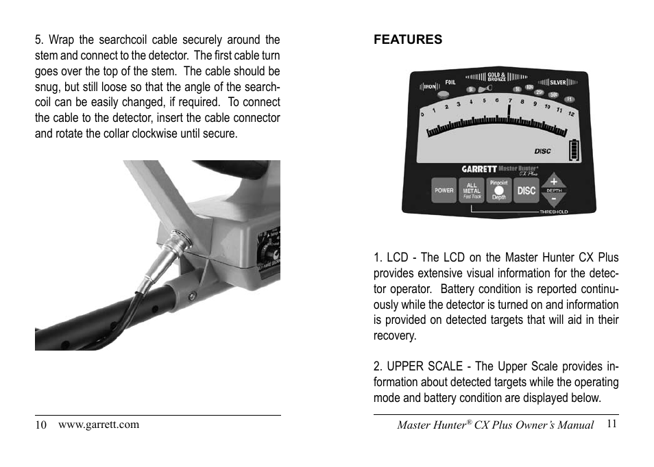 Garrett Metal Detectors Master Hunter CX Plus User Manual | Page 6 / 27