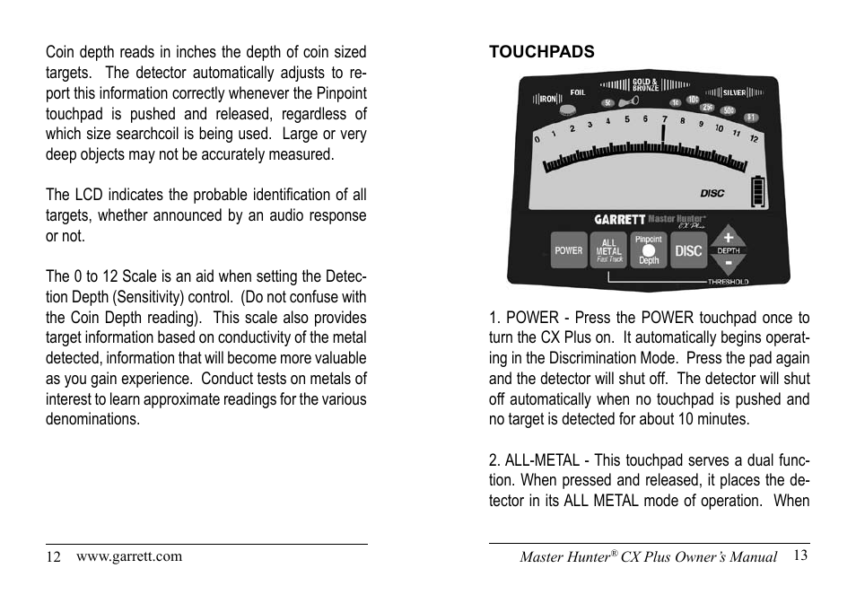 Garrett Metal Detectors Master Hunter CX Plus User Manual | Page 7 / 27