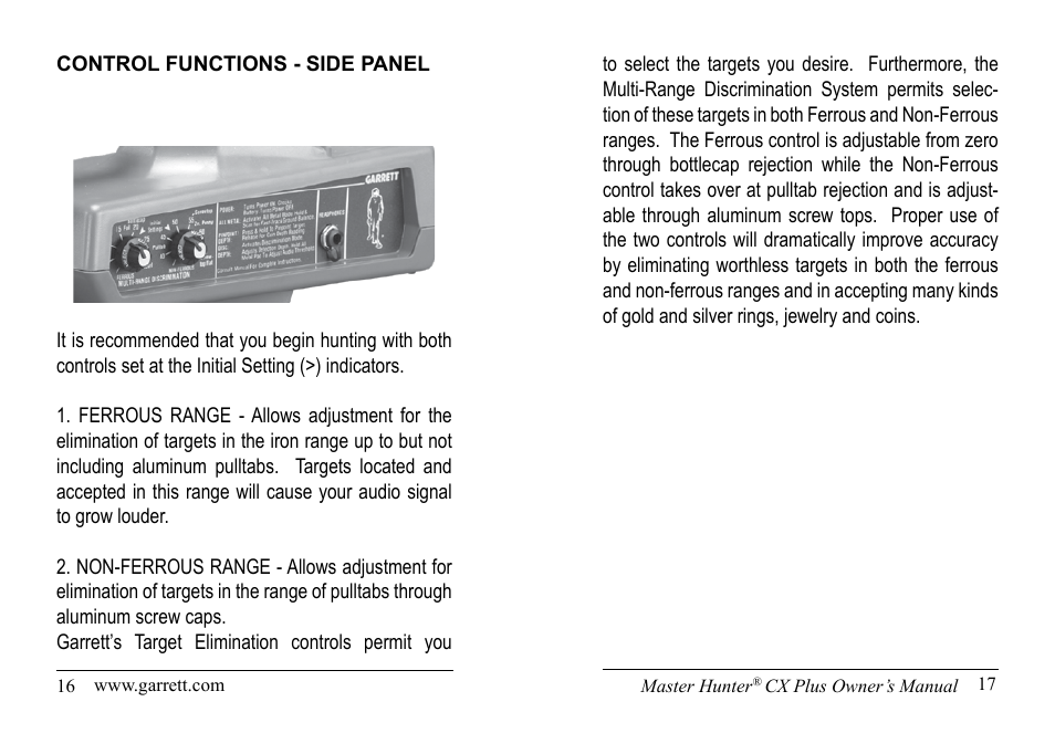 Garrett Metal Detectors Master Hunter CX Plus User Manual | Page 9 / 27