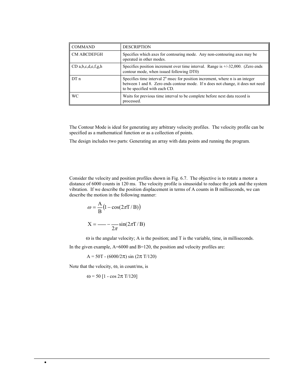 Command summary - contour mode, General velocity profiles, Example | Generating an array, Example generating an array | Galil DMC-2X00 User Manual | Page 112 / 267