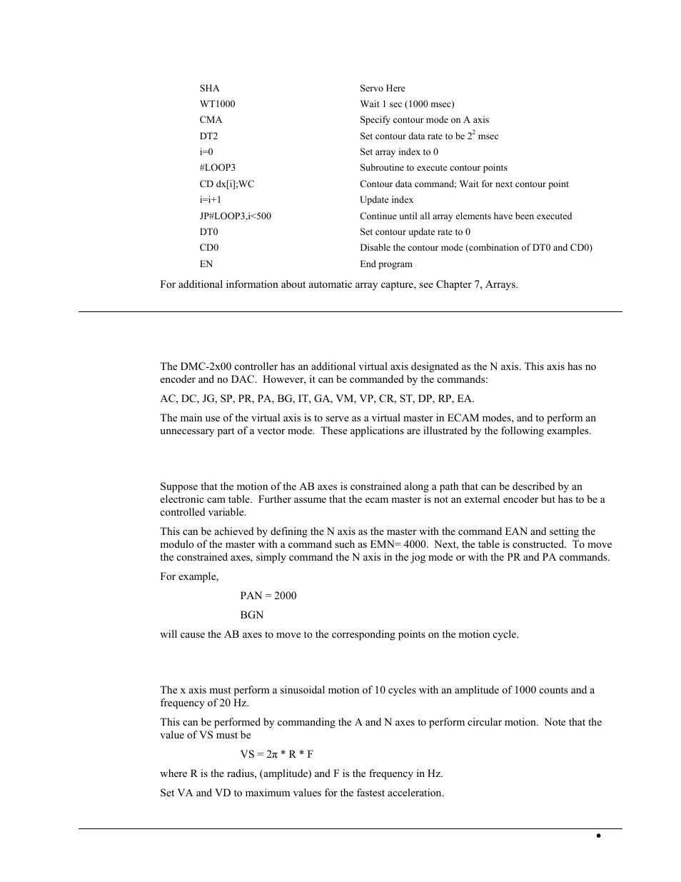 Virtual axis, Ecam master example, Sinusoidal motion example | Galil DMC-2X00 User Manual | Page 115 / 267