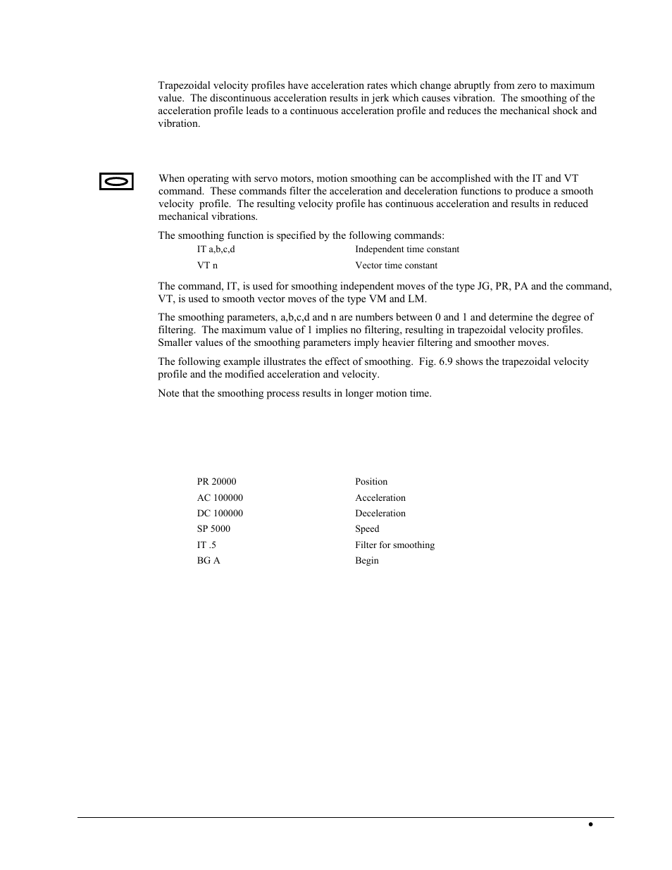 Using the it and vt commands, Example | Galil DMC-2X00 User Manual | Page 125 / 267