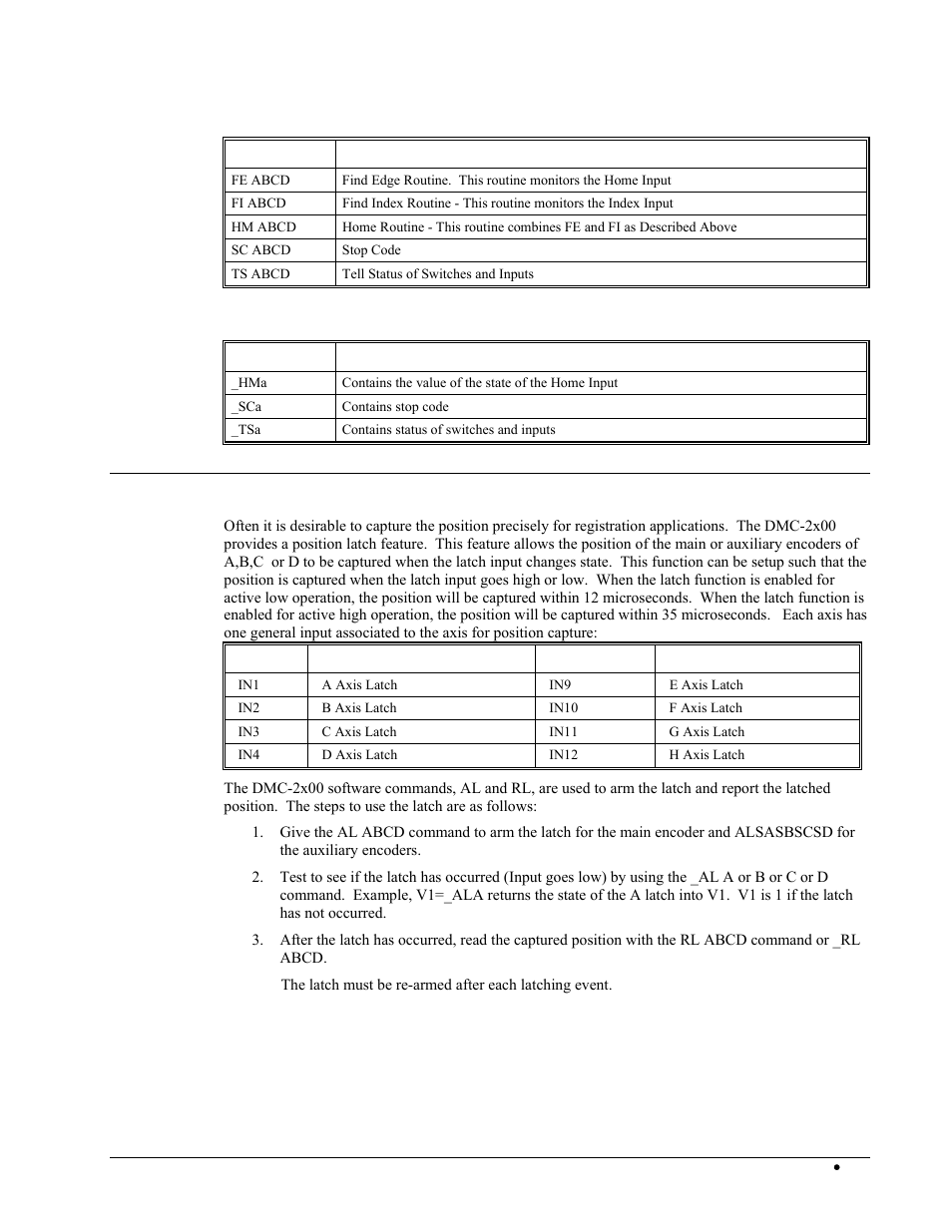 Command summary - homing operation, Operand summary - homing operation, High speed position capture (the latch function) | Galil DMC-2X00 User Manual | Page 129 / 267