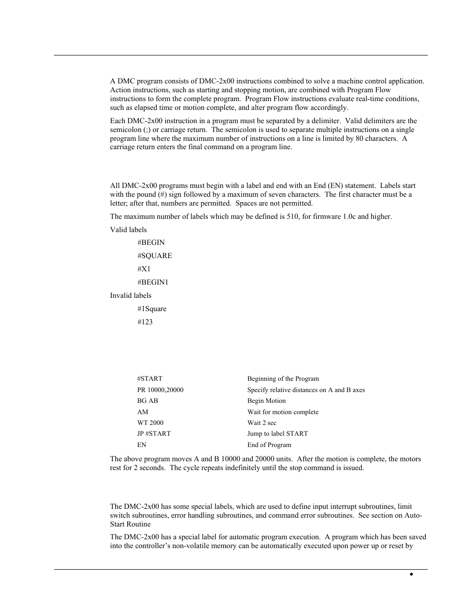 Program format, Using labels in programs, Example | Special labels | Galil DMC-2X00 User Manual | Page 133 / 267