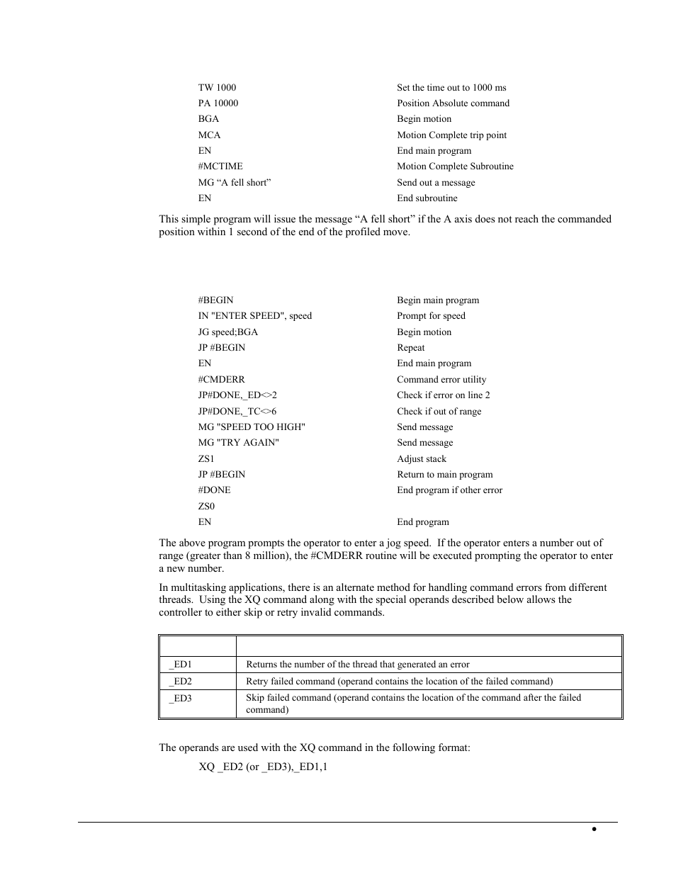 Example - command error | Galil DMC-2X00 User Manual | Page 149 / 267