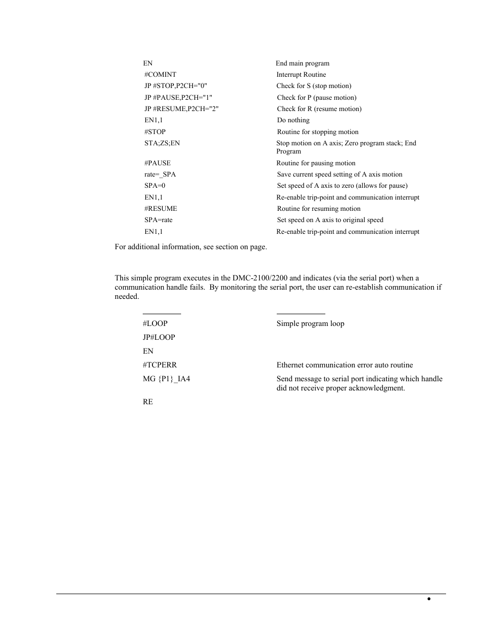 Example – ethernet communication error | Galil DMC-2X00 User Manual | Page 151 / 267