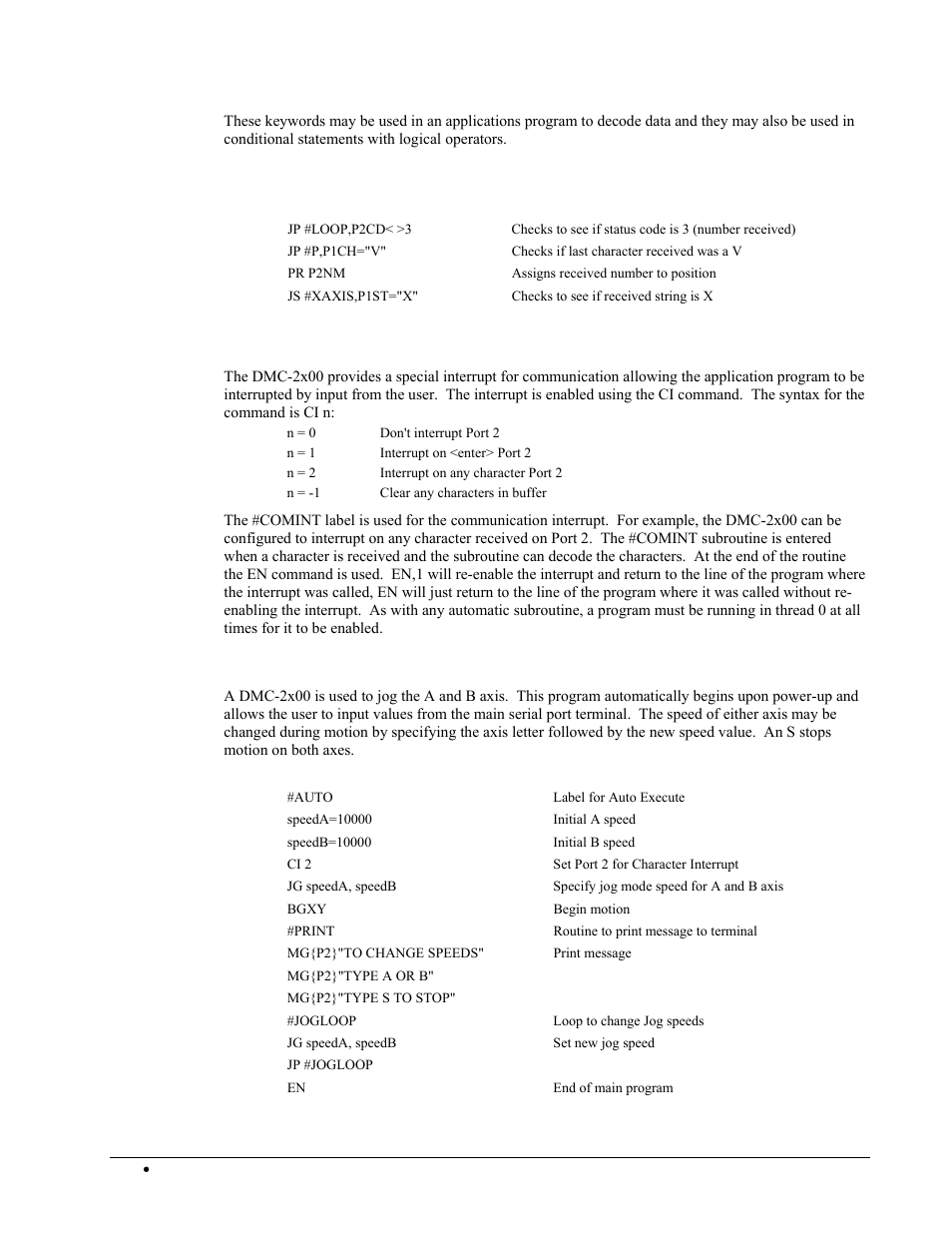 Example, Using communication interrupt | Galil DMC-2X00 User Manual | Page 162 / 267
