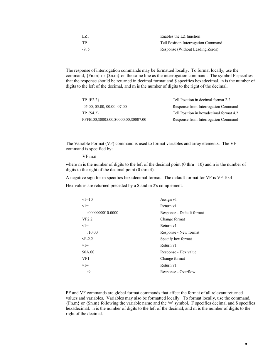 Formatting variables and array elements, Local formatting of variables | Galil DMC-2X00 User Manual | Page 167 / 267