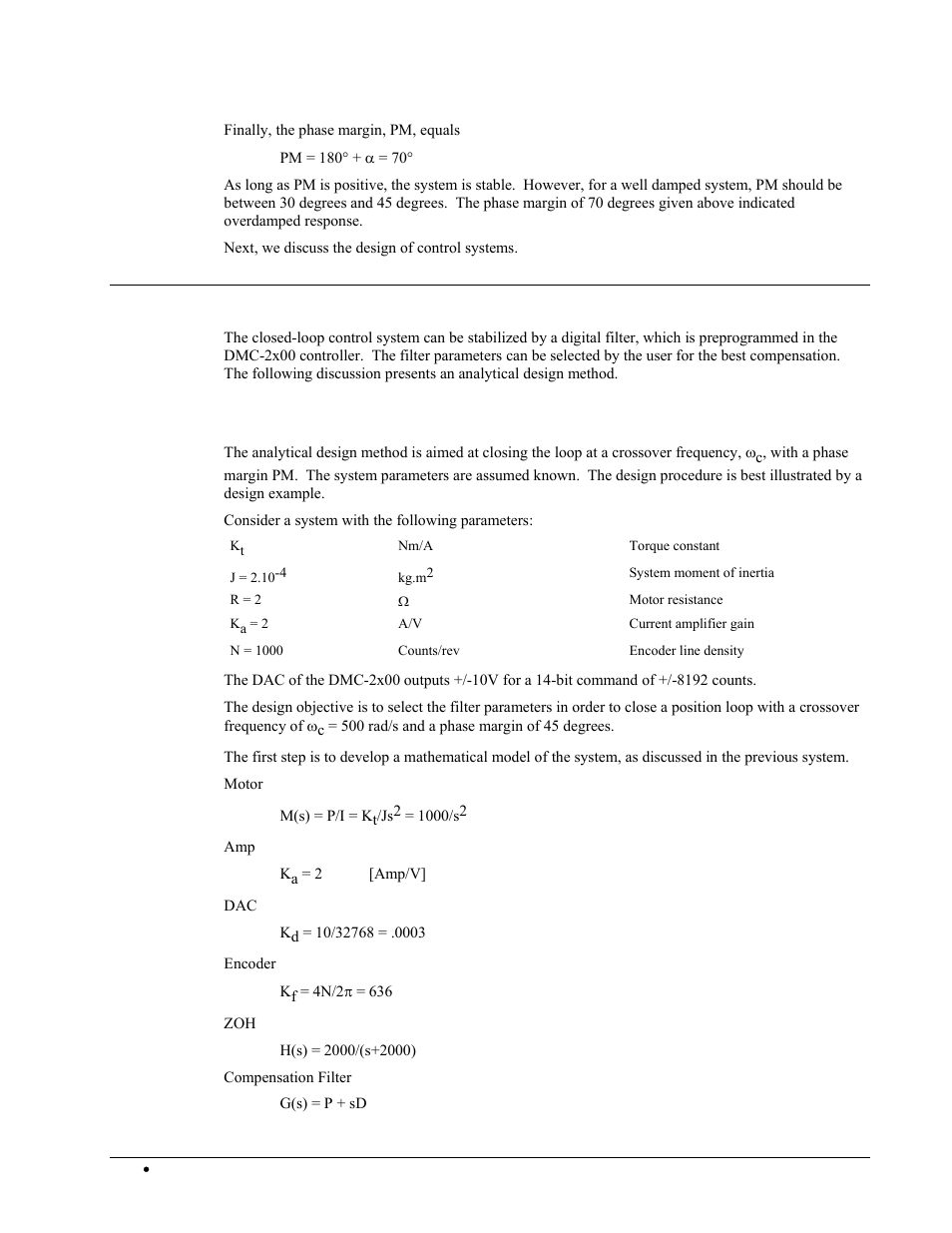 System design and compensation, The analytical method | Galil DMC-2X00 User Manual | Page 198 / 267