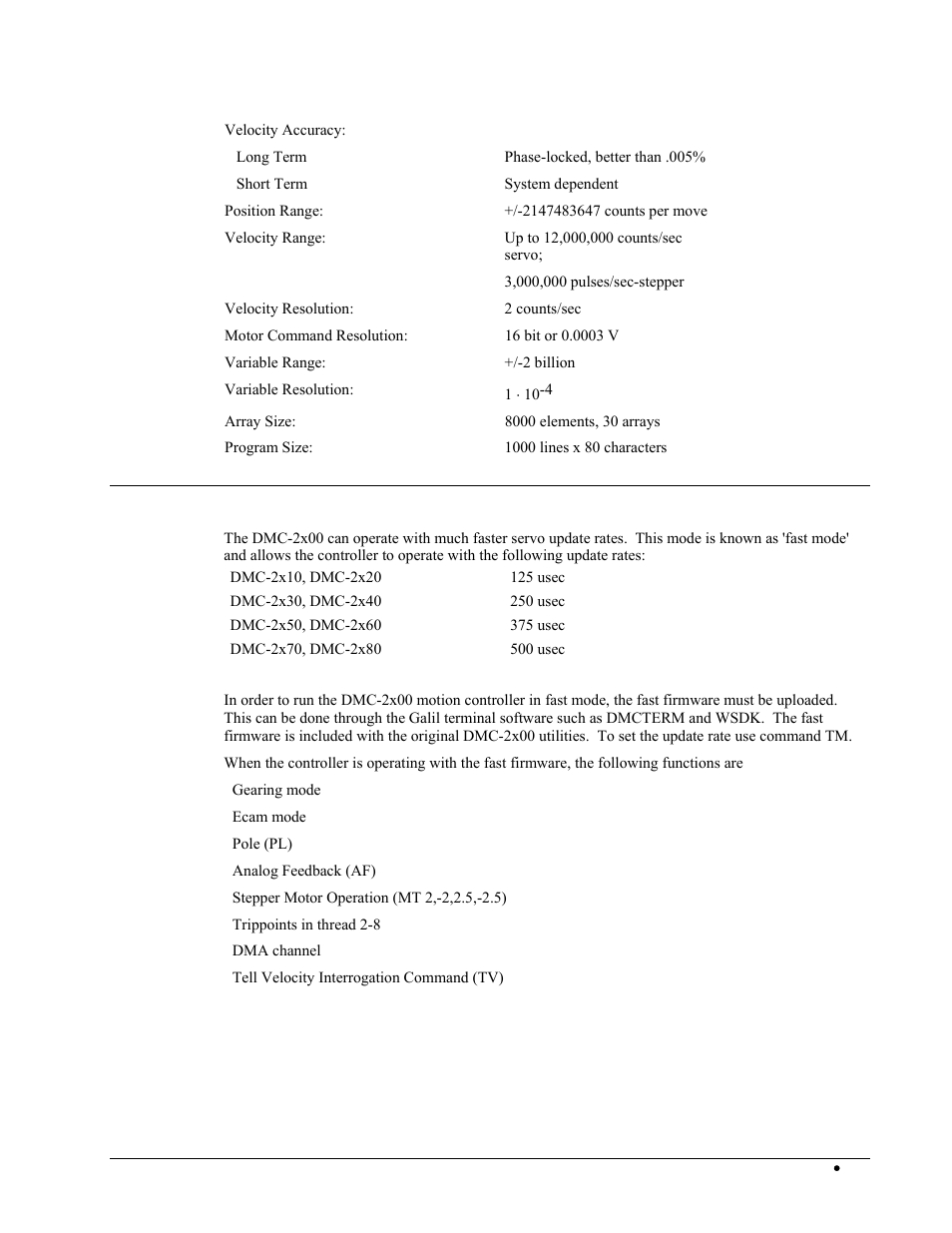 Fast update rate mode | Galil DMC-2X00 User Manual | Page 203 / 267