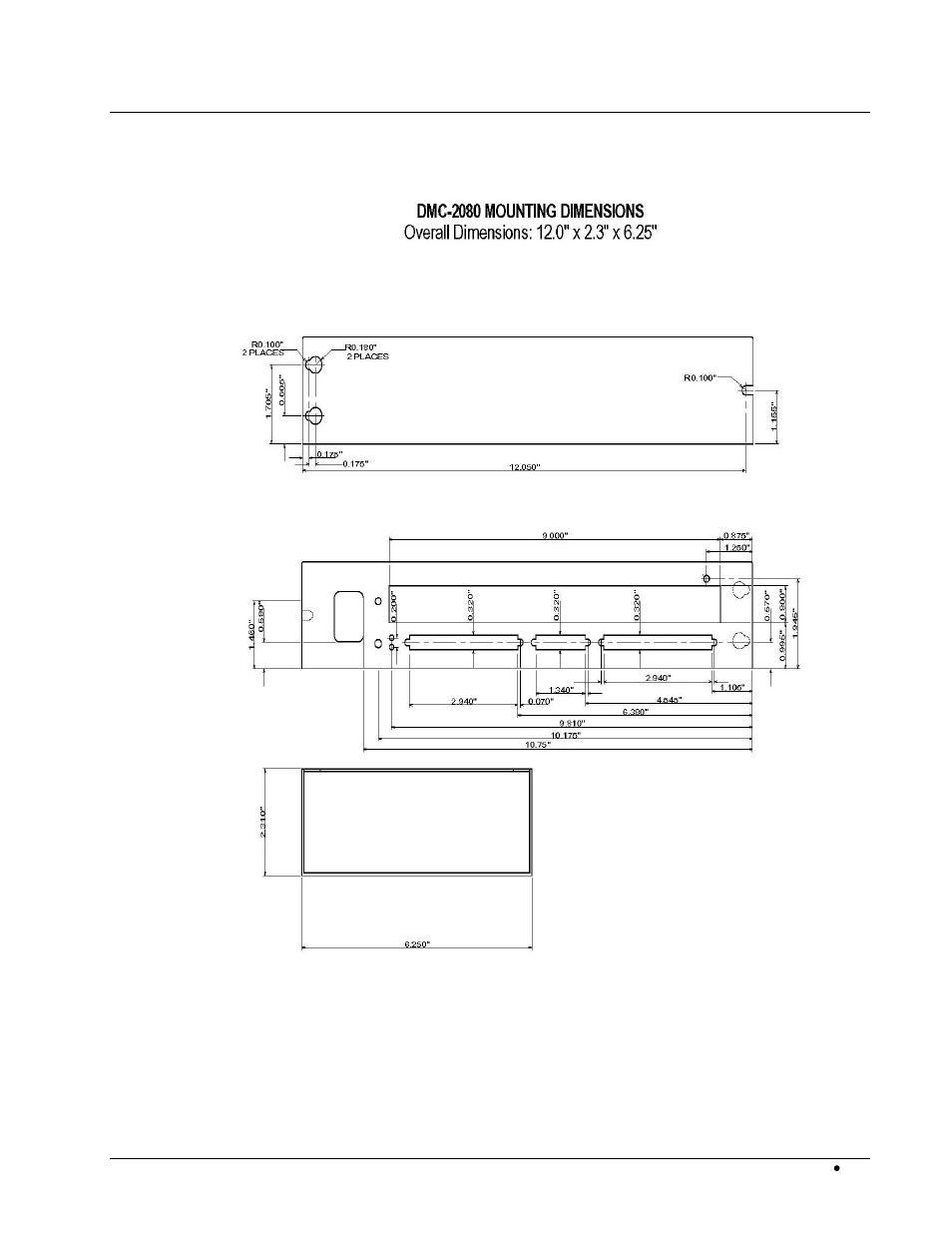 Dimensions for dmc-2x00 | Galil DMC-2X00 User Manual | Page 215 / 267