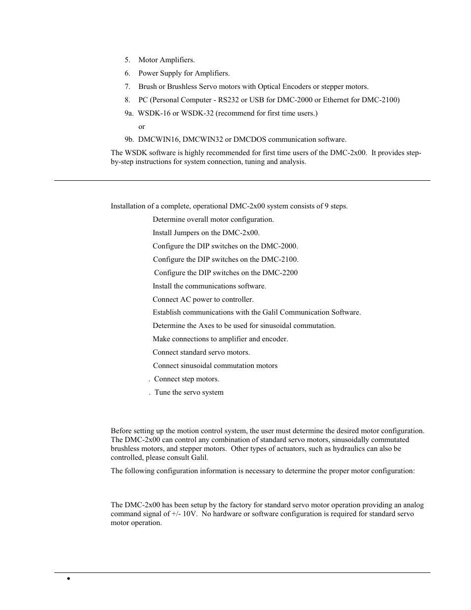 Installing the dmc-2x00, Step 1. determine overall motor configuration, Standard servo motor operation | Galil DMC-2X00 User Manual | Page 24 / 267
