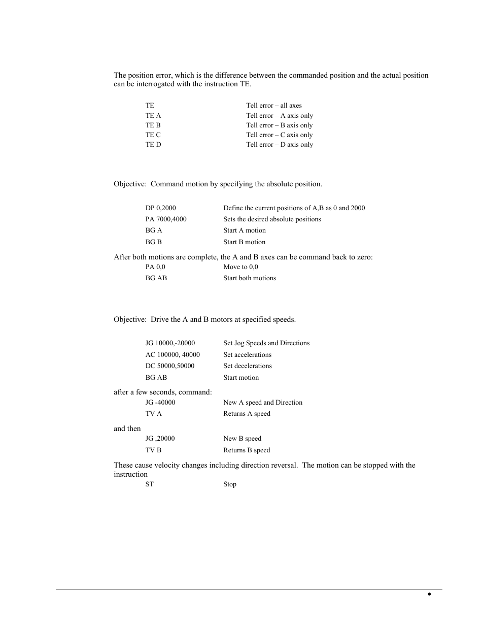 Absolute position, Velocity control | Galil DMC-2X00 User Manual | Page 43 / 267