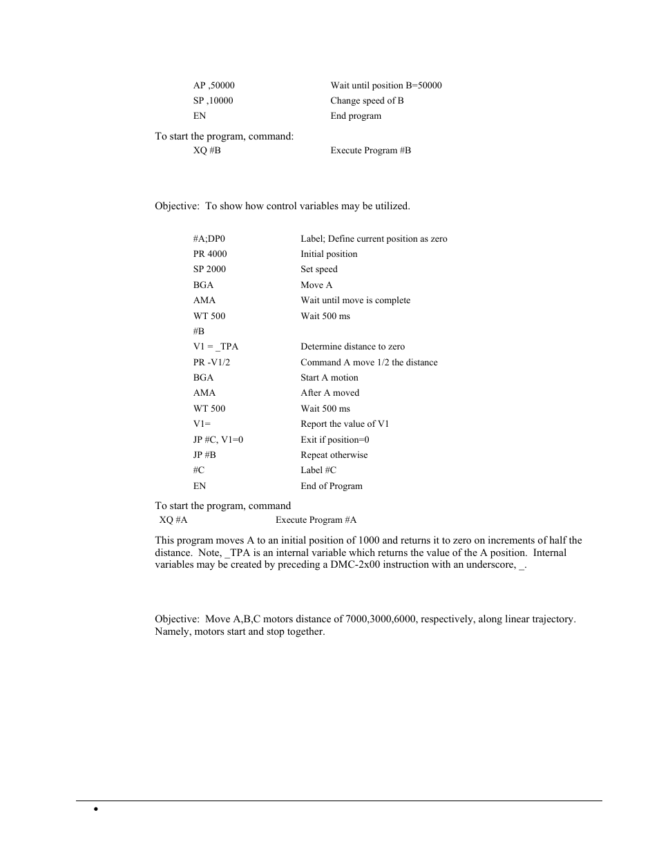 Control variables, Linear interpolation | Galil DMC-2X00 User Manual | Page 46 / 267