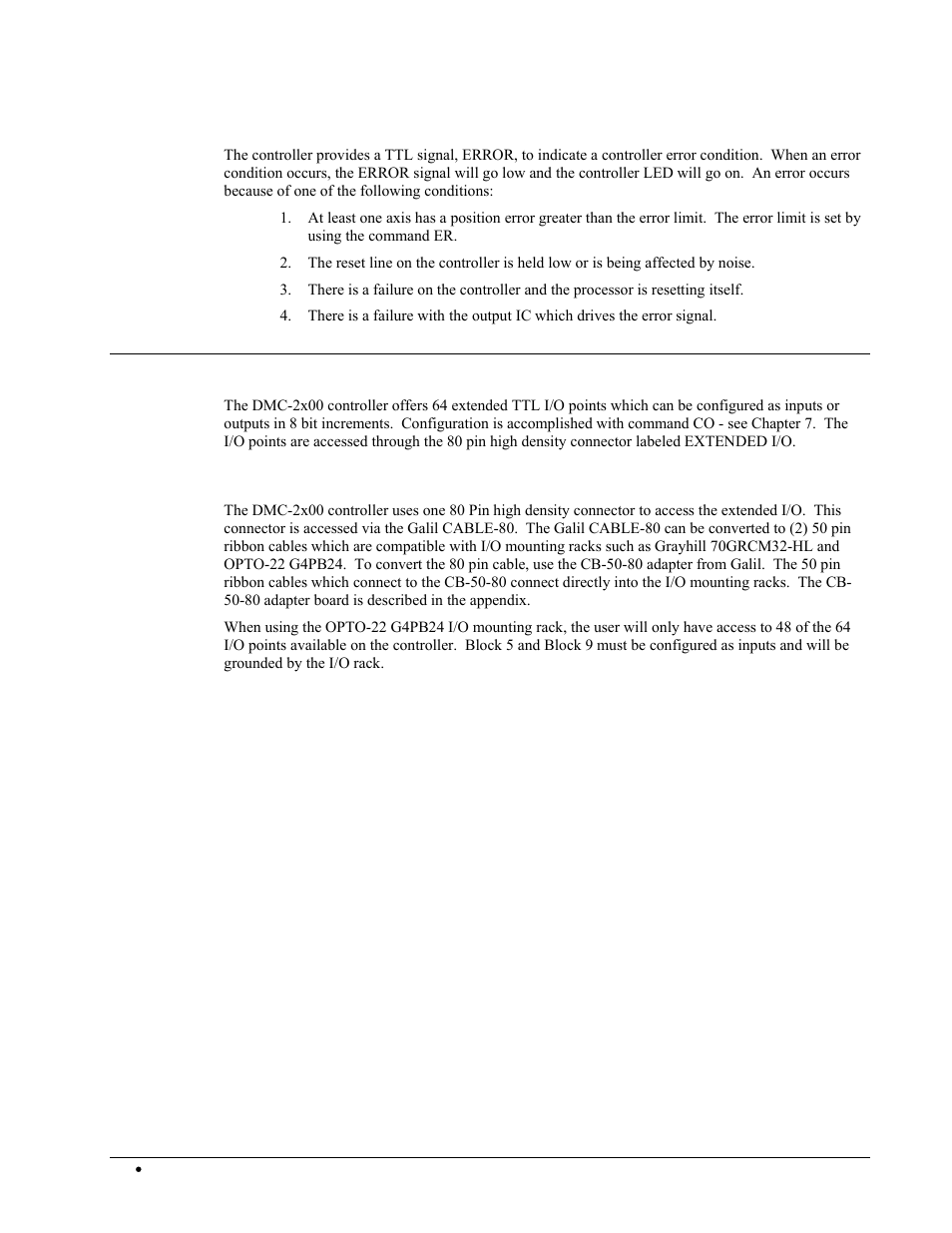 Error output, Extended i/o of the dmc-2x00 controller, Interfacing to grayhill or opto-22 g4pb24 | Galil DMC-2X00 User Manual | Page 56 / 267