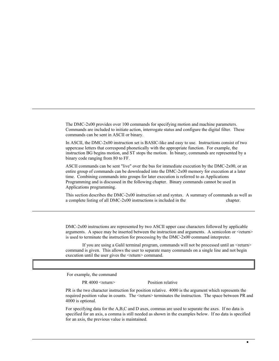 Chapter 5 command basics, Introduction, Command syntax - ascii | Chapter 5 command basics 61 | Galil DMC-2X00 User Manual | Page 71 / 267