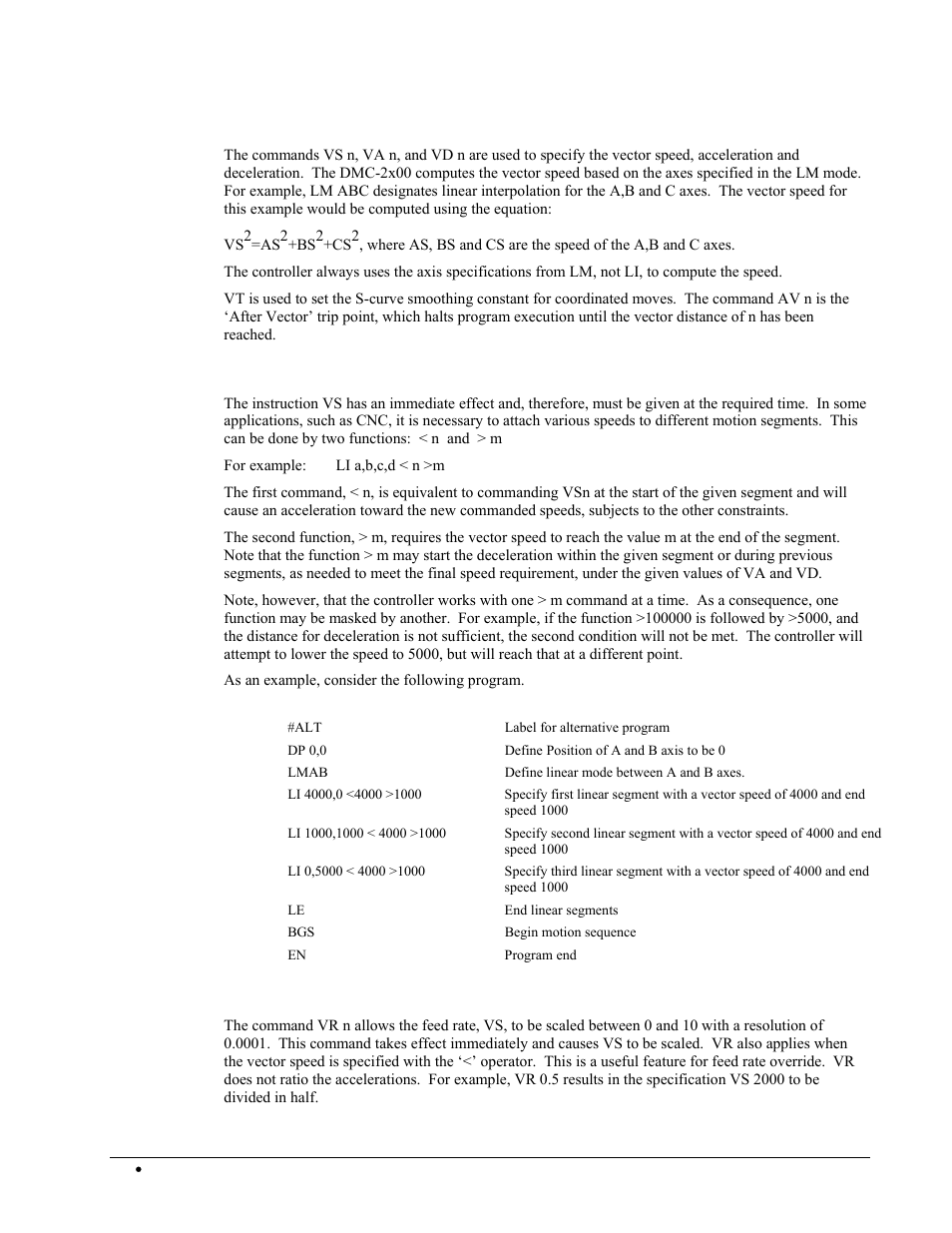 Additional commands, Specifying vector speed for each segment, Changing feed rate | Galil DMC-2X00 User Manual | Page 92 / 267