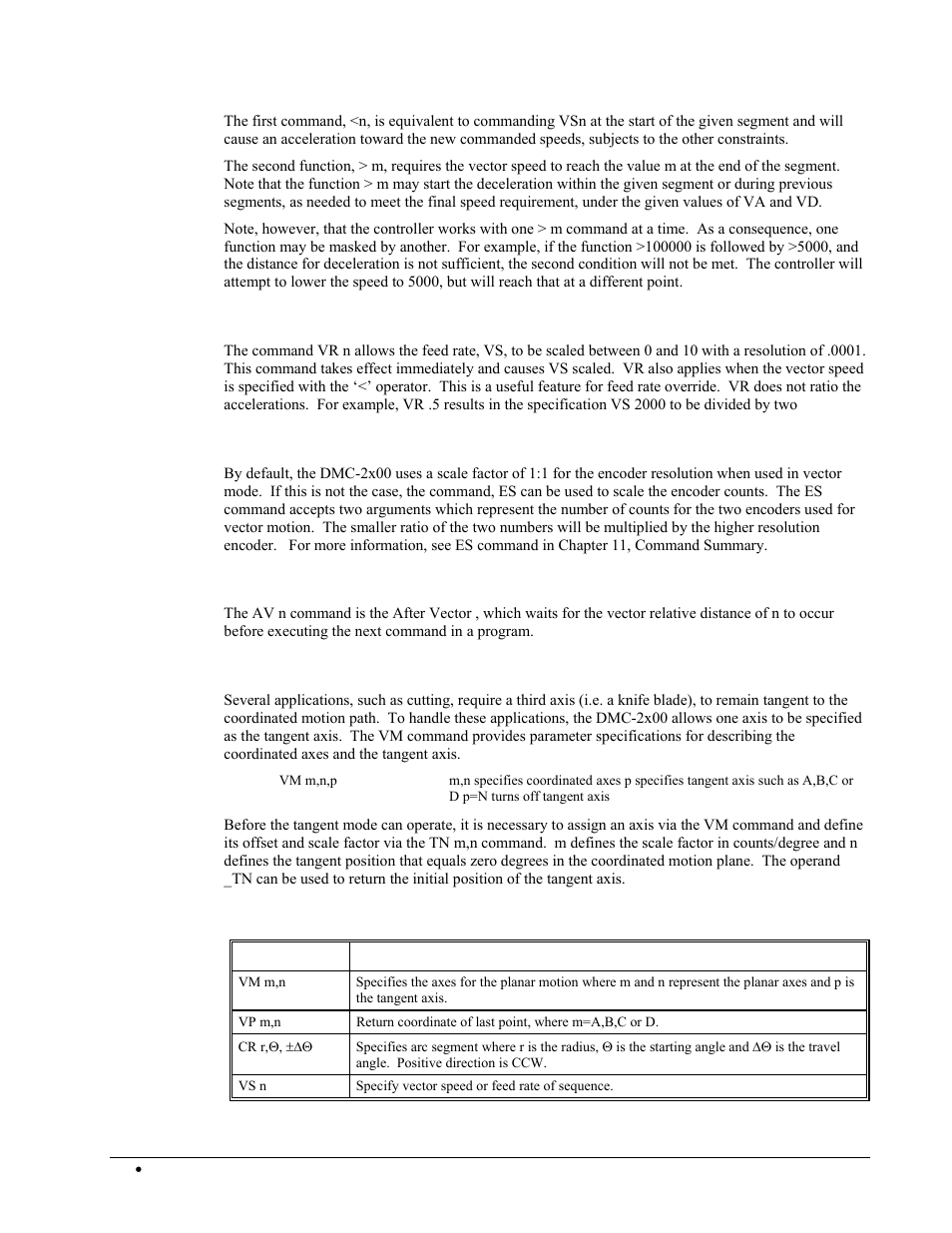 Changing feed rate, Compensating for differences in encoder resolution, Trippoints | Tangent motion, Command summary - coordinated motion sequence | Galil DMC-2X00 User Manual | Page 98 / 267