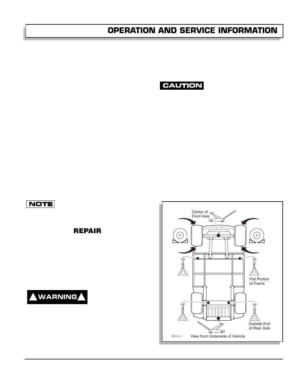 Fig. 14 lifting the vehicle, Operation and service information, Repair | Greenlee 28809-G01 User Manual | Page 27 / 66