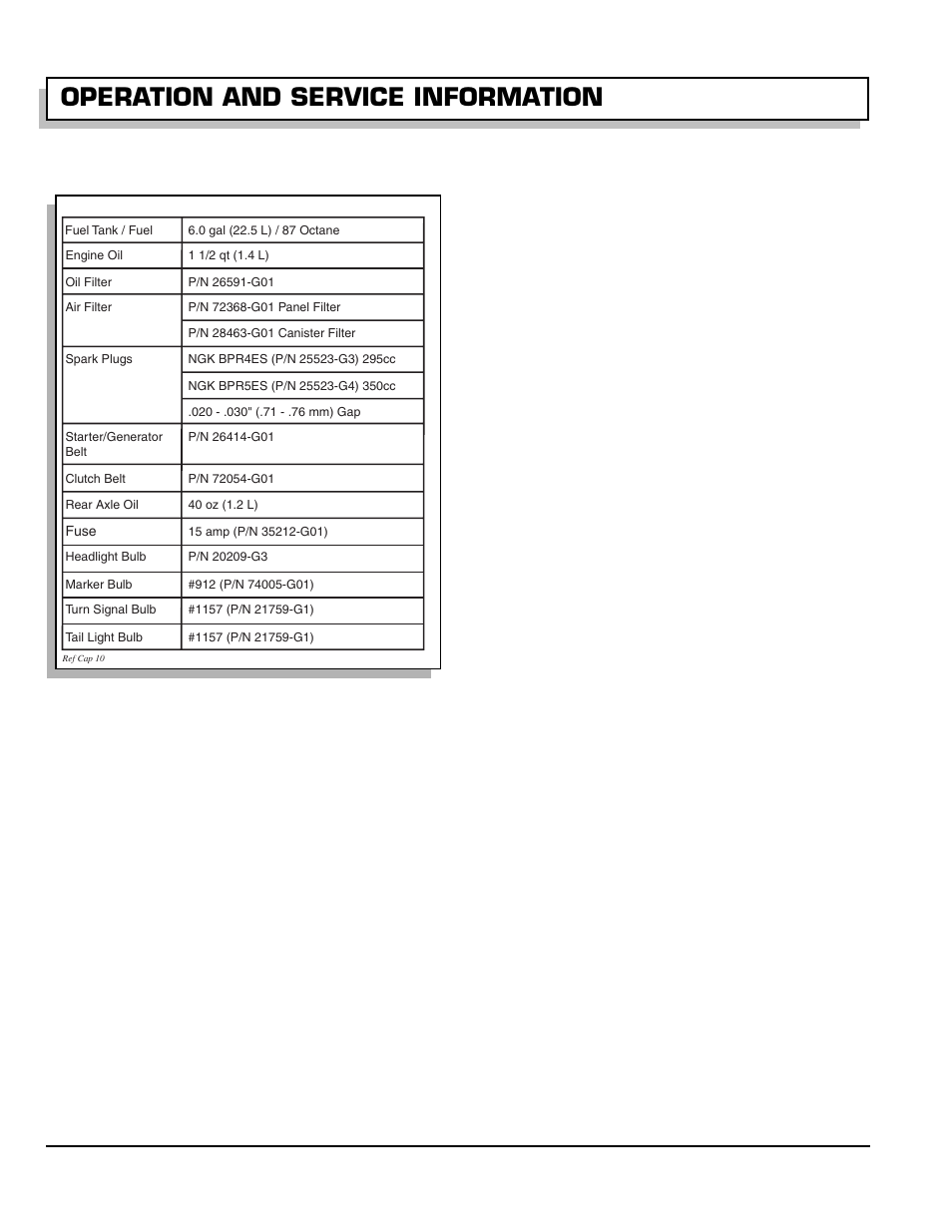 Operation and service information, Owner’s manual and service guide, Capacities and replacement parts | Greenlee 28809-G01 User Manual | Page 42 / 66