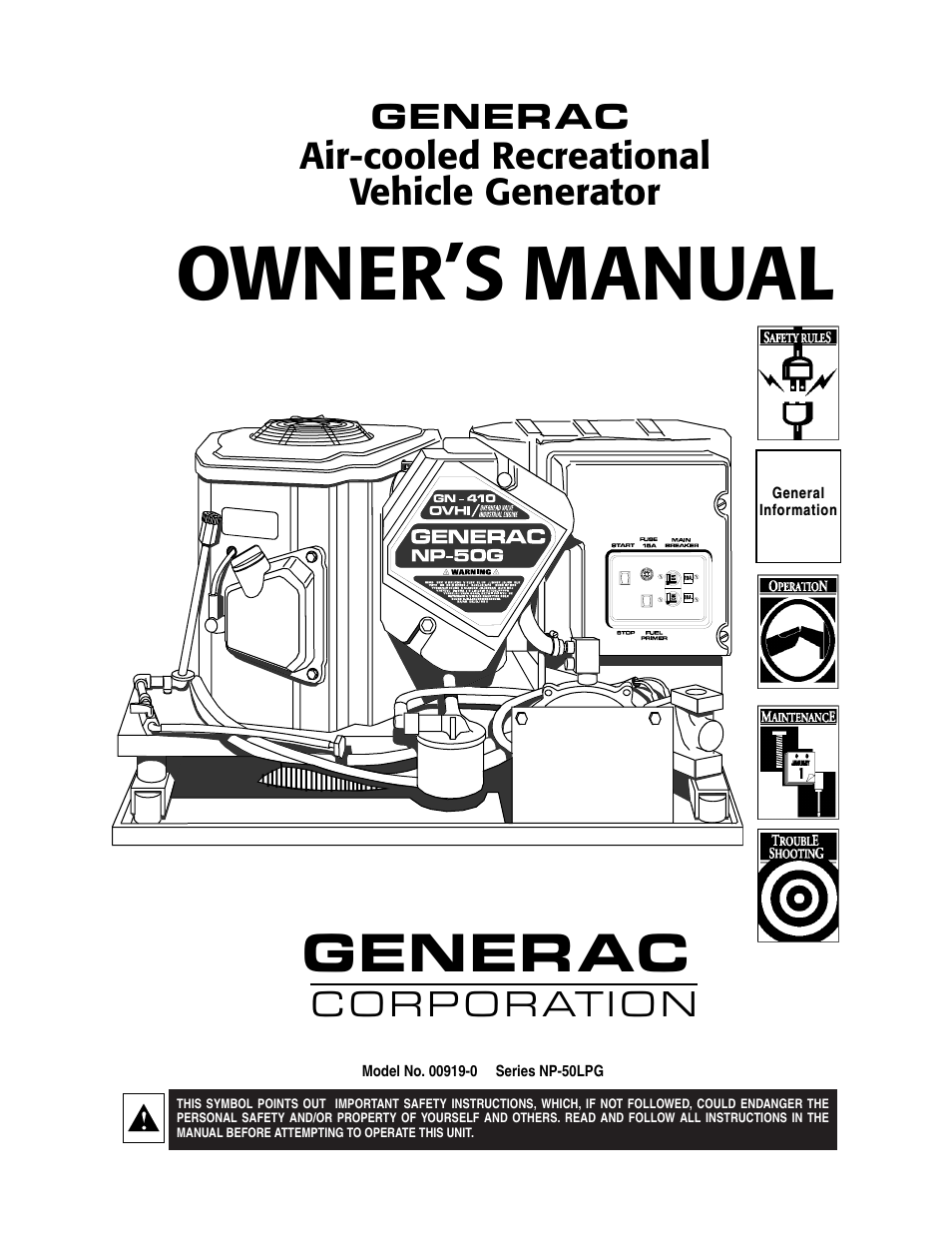 Generac 00919-0 User Manual | 32 pages