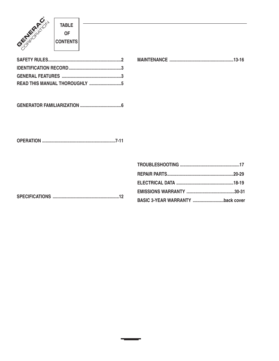 Generac 00919-0 User Manual | Page 4 / 32