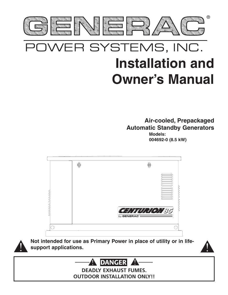 Generac 004692-0 User Manual | 44 pages