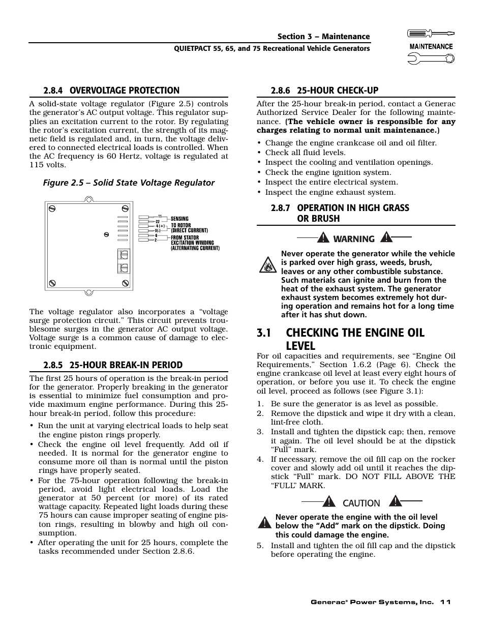 1 checking the engine oil level | Generac 004702-0 User Manual | Page 13 / 56