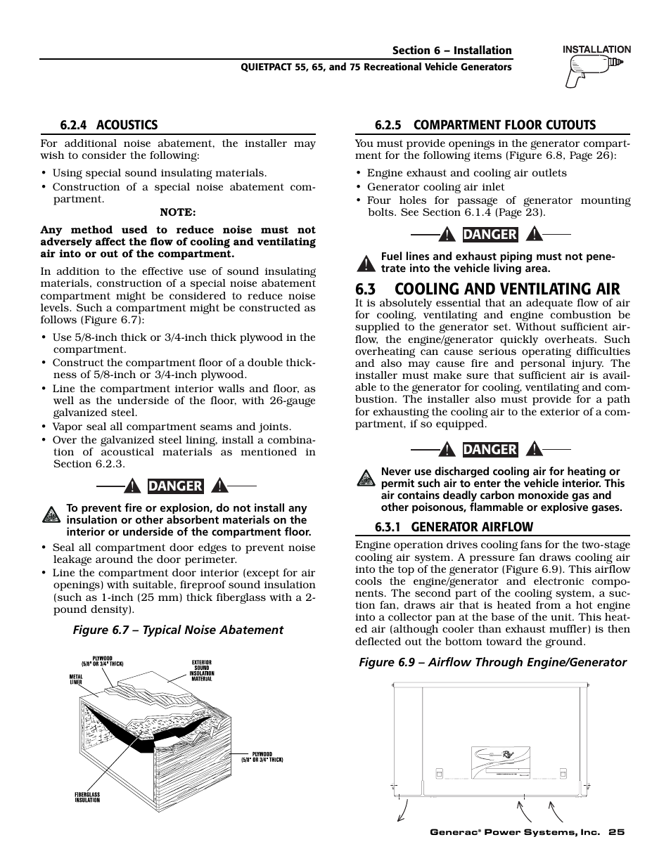 3 cooling and ventilating air, Danger | Generac 004702-0 User Manual | Page 27 / 56