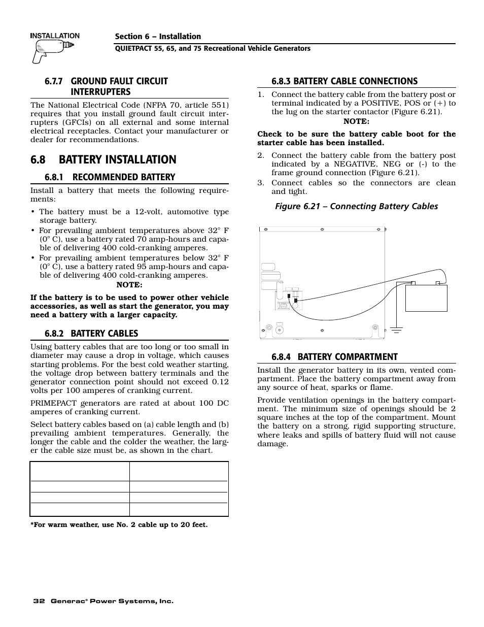 8 battery installation | Generac 004702-0 User Manual | Page 34 / 56