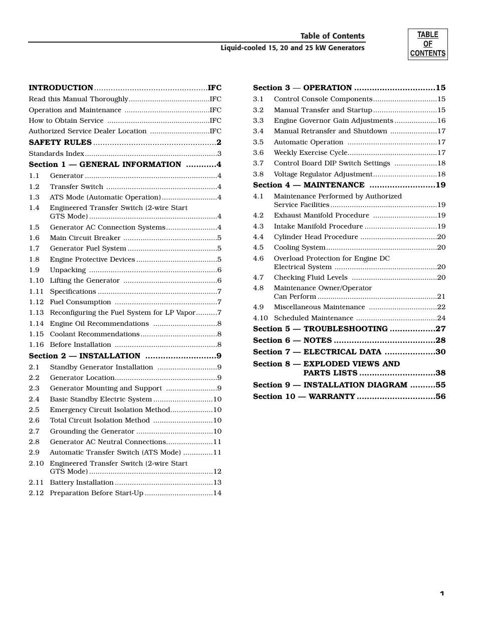 Generac 005030-0 (15kW) User Manual | Page 3 / 60