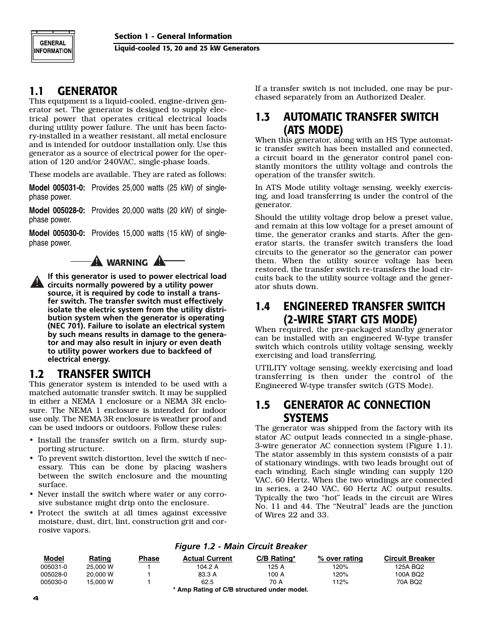 1 generator, 2 transfer switch, 3 automatic transfer switch (ats mode) | 5 generator ac connection systems | Generac 005030-0 (15kW) User Manual | Page 6 / 60
