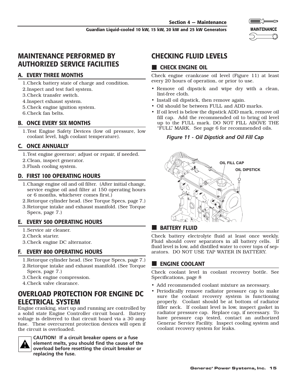 Checking fluid levels | Generac 004090-2 User Manual | Page 17 / 52